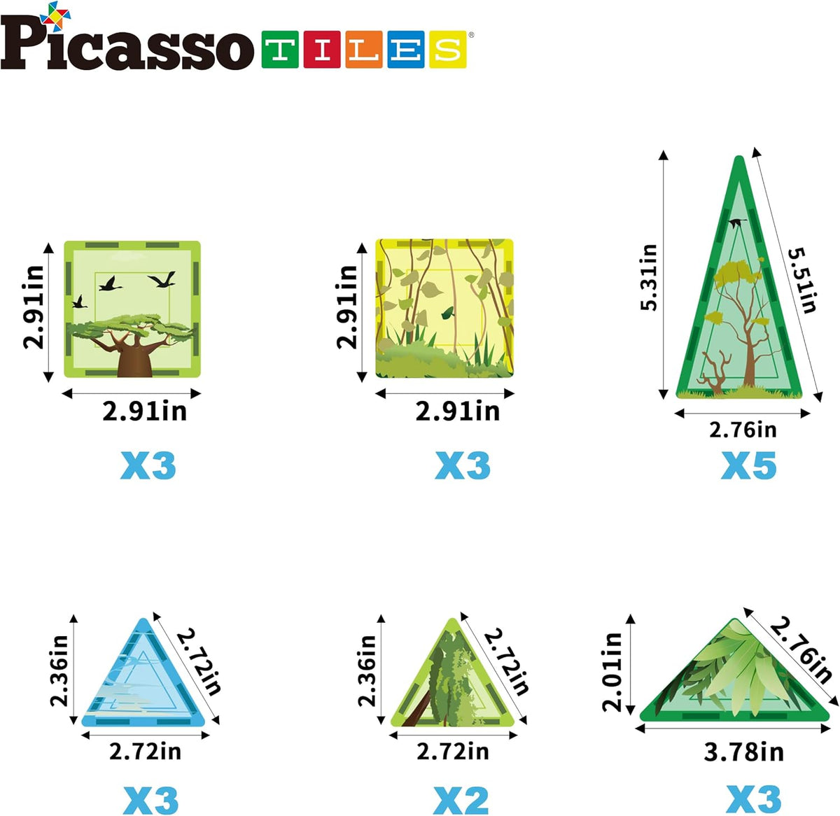 Picasso Magnetic Tiles Safari Set 26-Pieces
