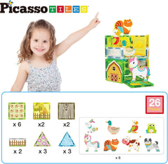 Picasso Magnetic Tiles Farm Animal Set  26-Pieces