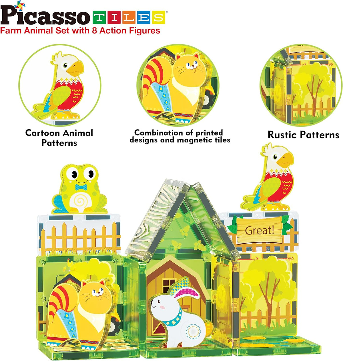 Picasso Magnetic Tiles Farm Animal Set 26-Pieces