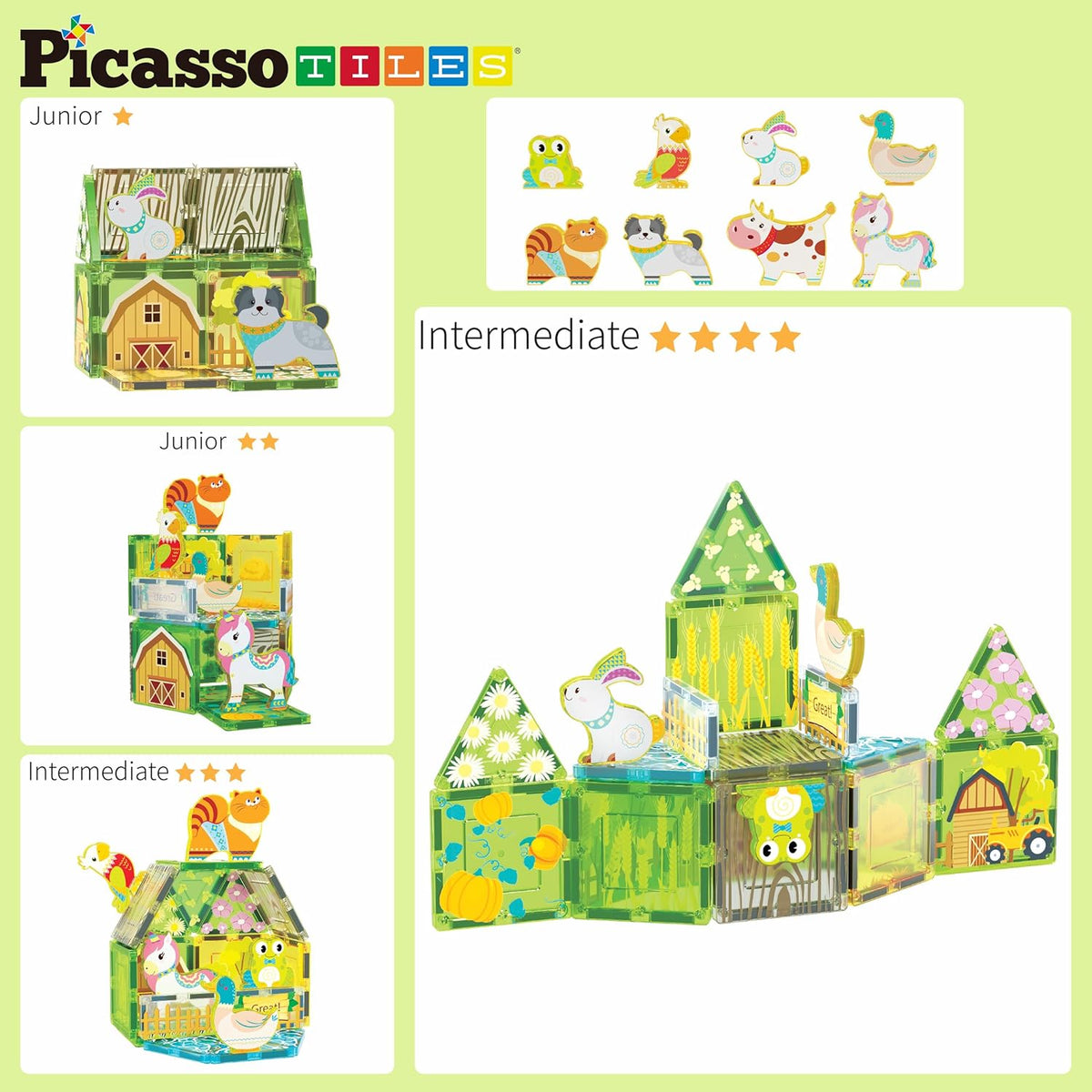 Picasso Magnetic Tiles Farm Animal Set 26-Pieces