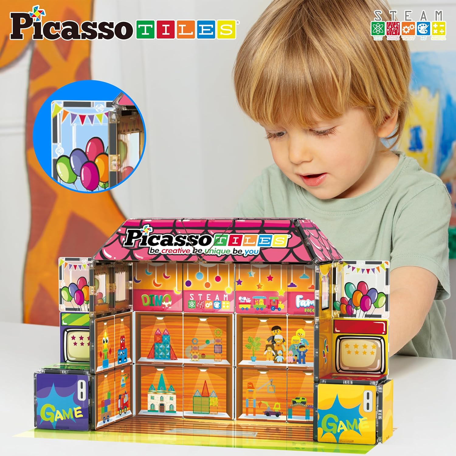 tropenhaus spielzeug Picasso Magnetic Tiles Toy Shop 60-Pieces