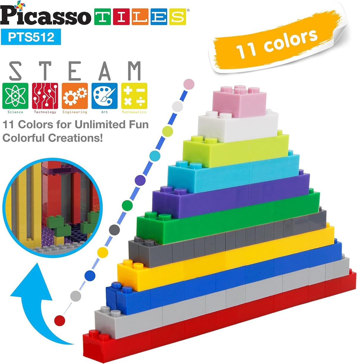 Picasso Magnetic Tiles Building Bricks 512-Pieces