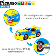 Picasso Magnetic Led Race Car Educational Constructable Kit 30-Pieces