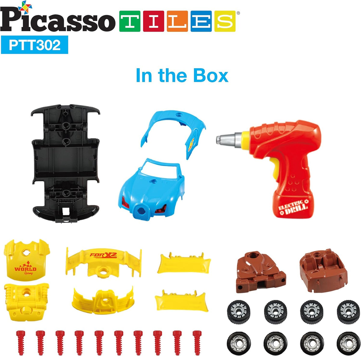 Picasso Magnetic Led Race Car Educational Constructable Kit 30-Pieces
