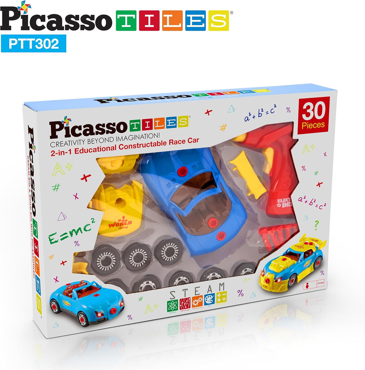 Picasso Magnetic Led Race Car Educational Constructable Kit 30-Pieces