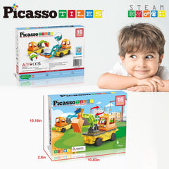 Picasso Magnetic Car Base Backhoe & Excavator 2-in-1  16-Pieces
