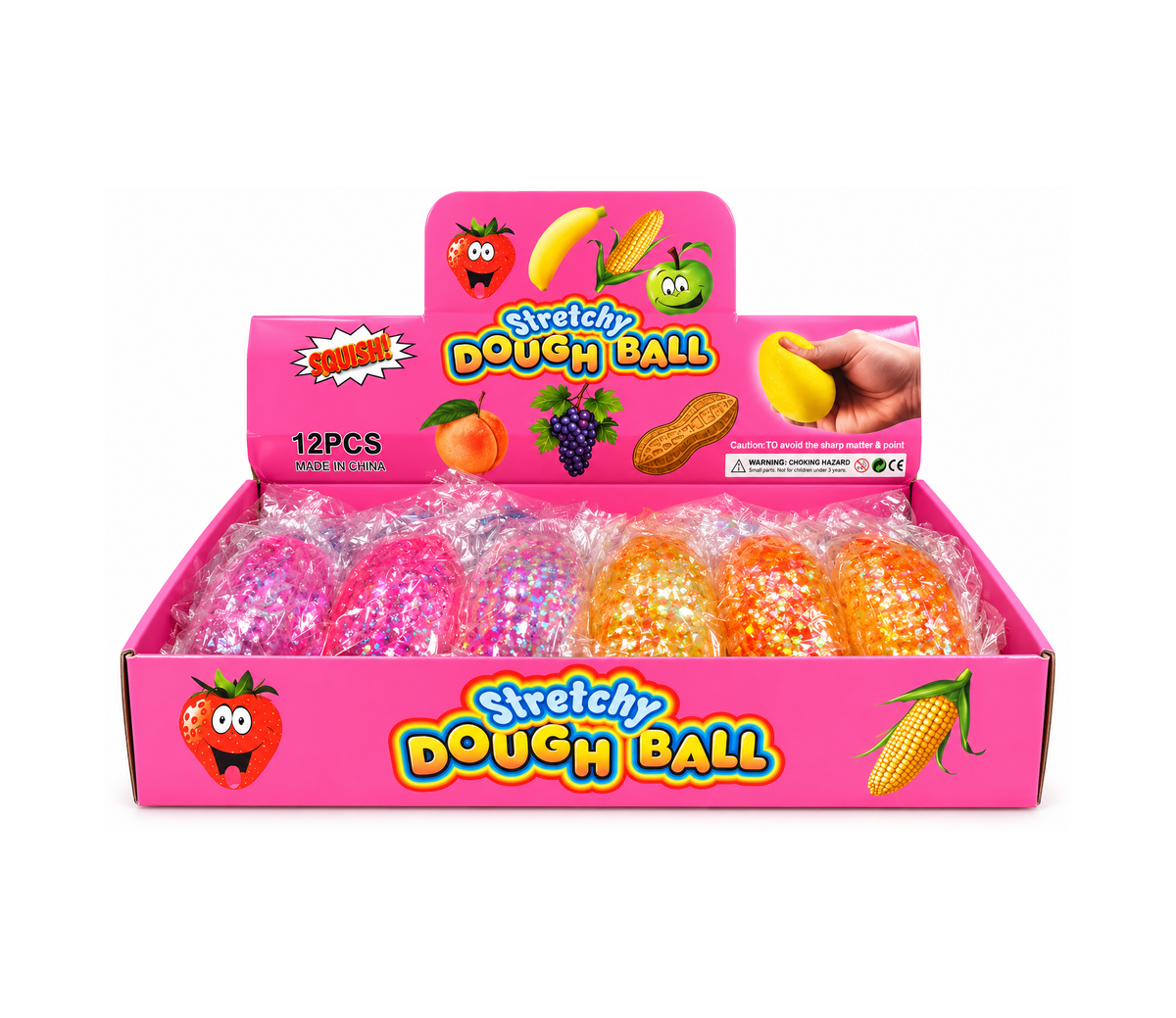 Squishy Stretchy Doughball Nuts Sensory Fidget Toy - Assorted Colours (Random Selection)