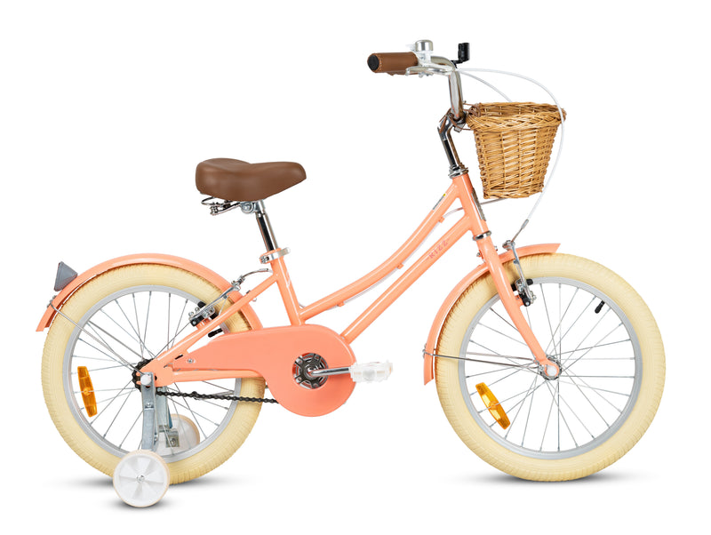 Rizz 18 Inch Peach Kids Bicycle - Platinum Girls