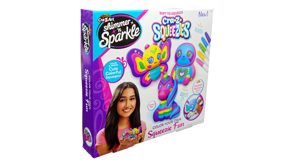 Shimmer 'n Sparkle Cra-Z-Squeezies Color Your Own Squishy Craft Kit for Kids