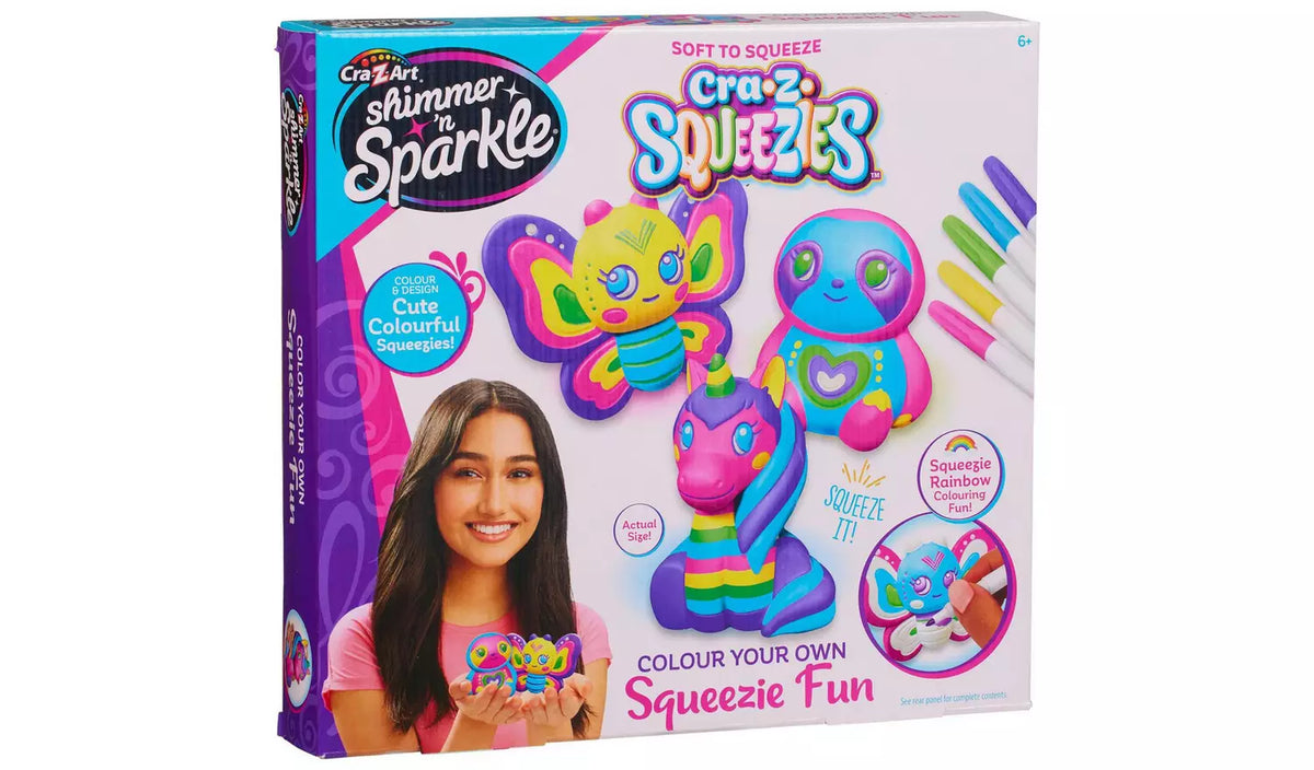 Shimmer 'n Sparkle Cra-Z-Squeezies Color Your Own Squishy Craft Kit for Kids