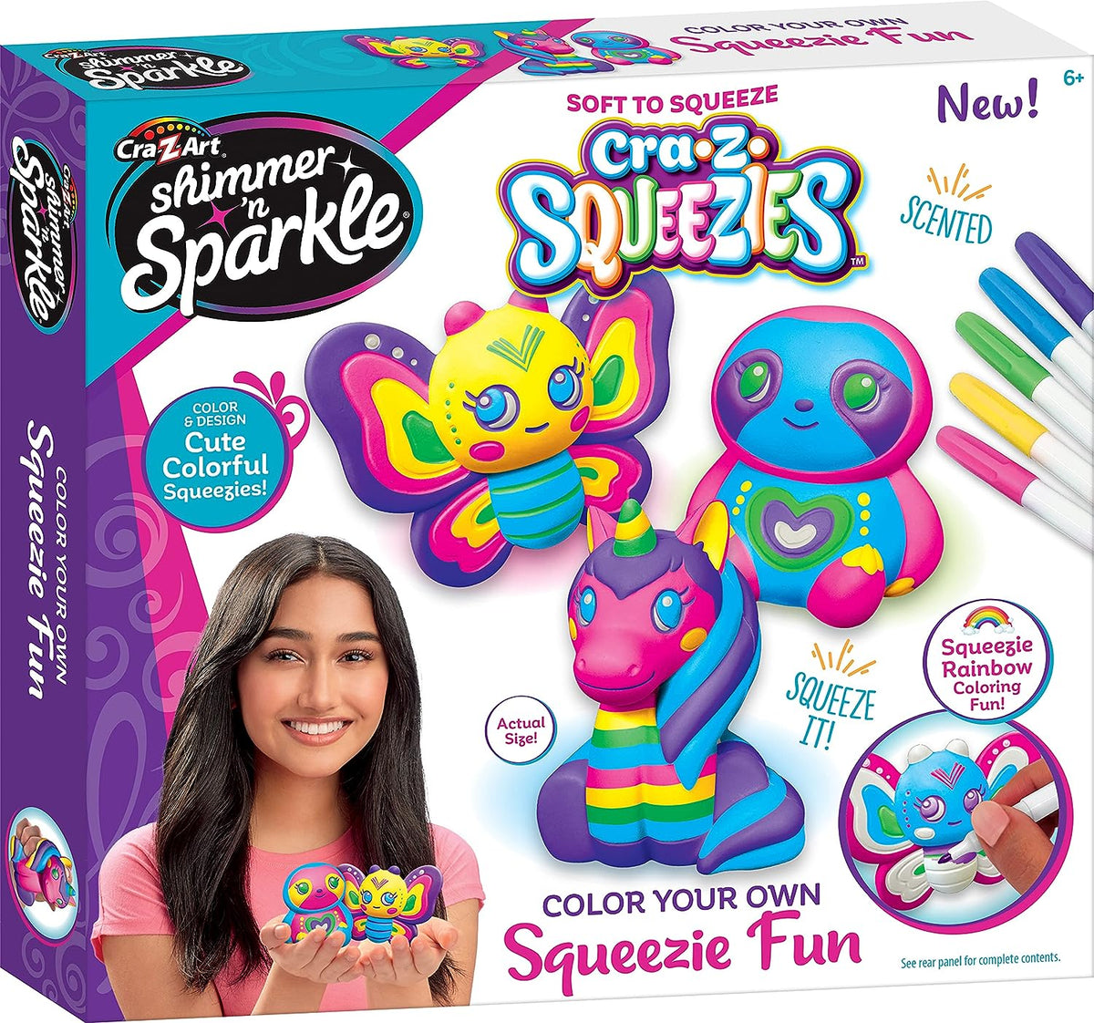 Shimmer 'n Sparkle Cra-Z-Squeezies Color Your Own Squishy Craft Kit for Kids