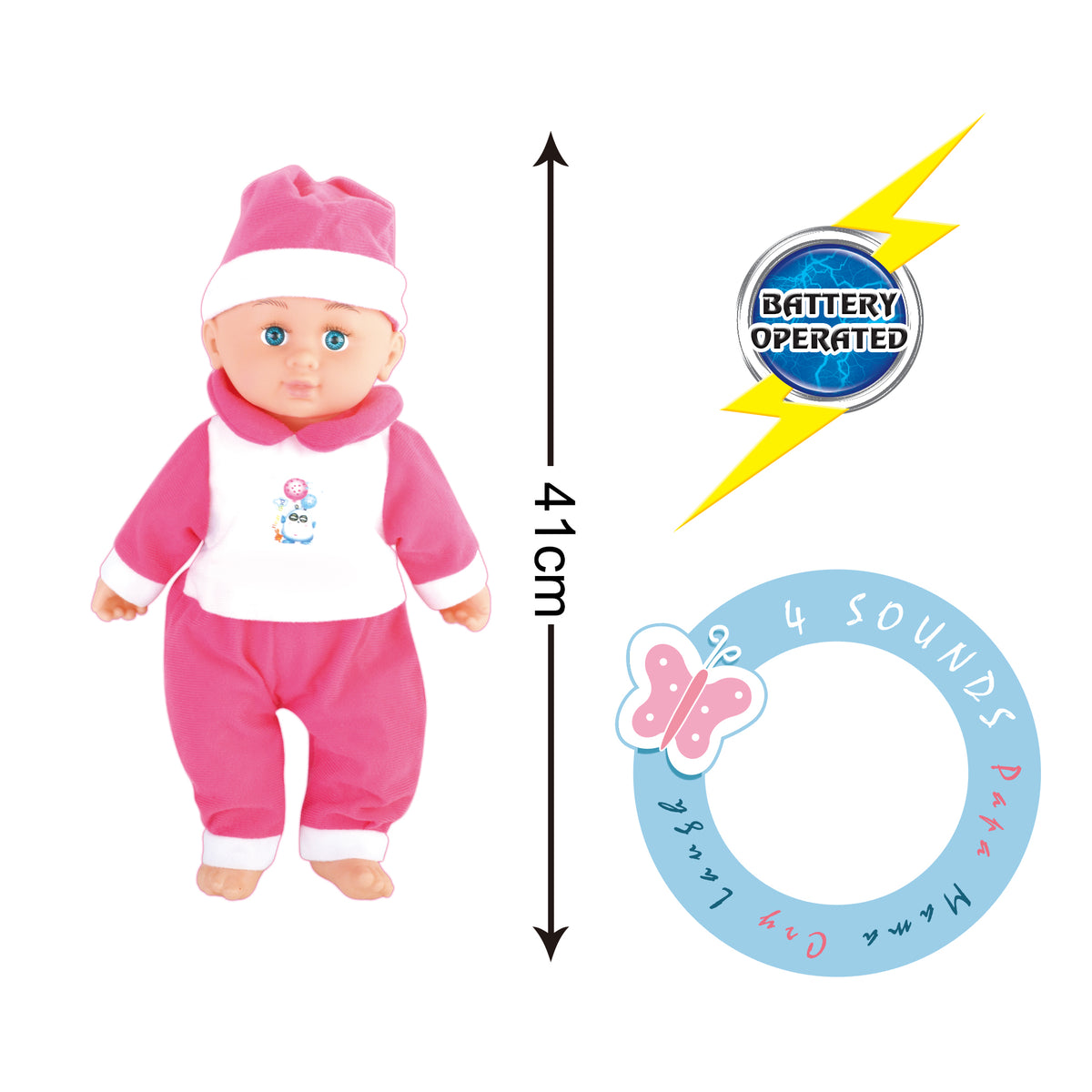 Power Joy Baby Cayla 40cm Doll with Trolley Playset for Kids