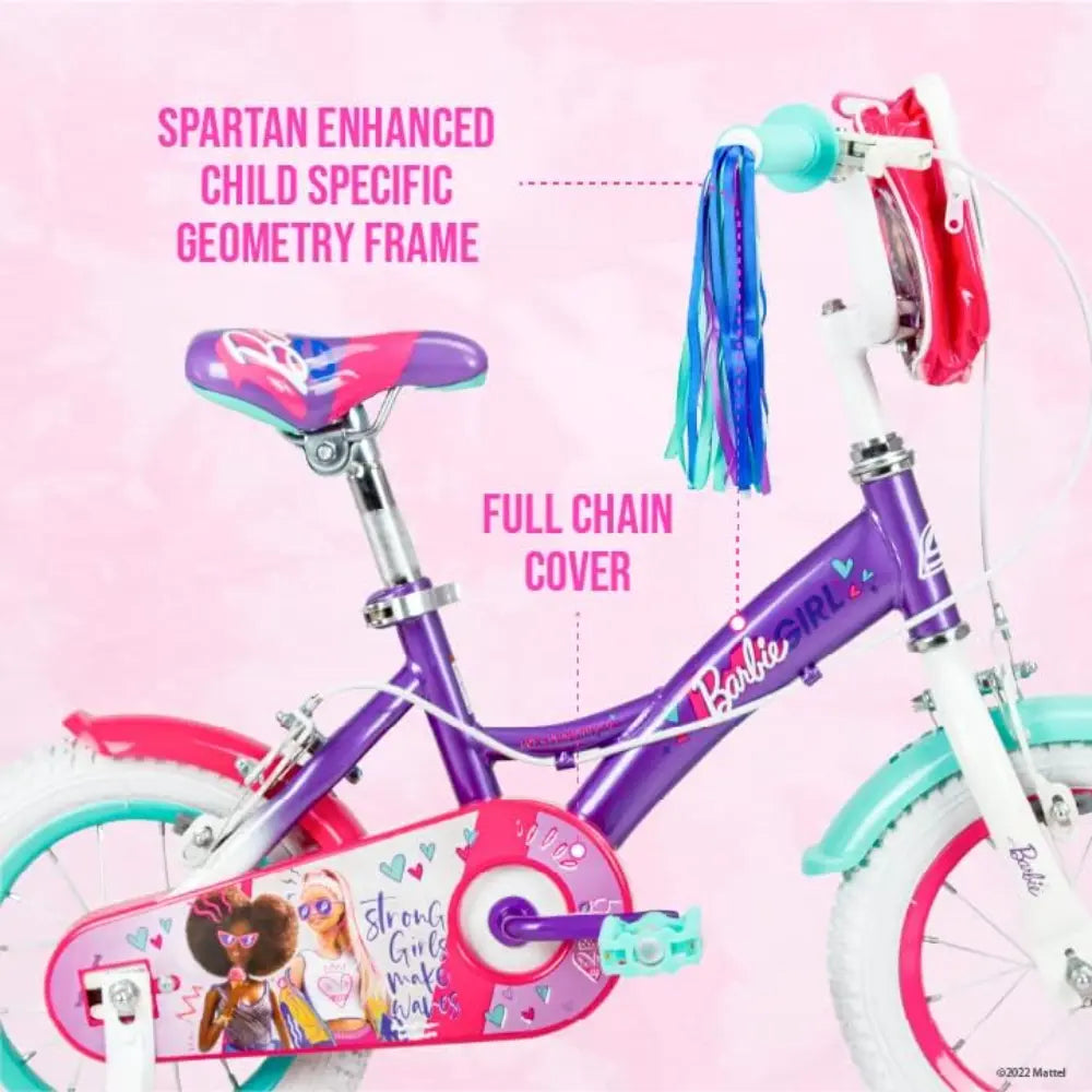 Spartan Barbie 12-Inch Kids Bicycle with Training Wheels