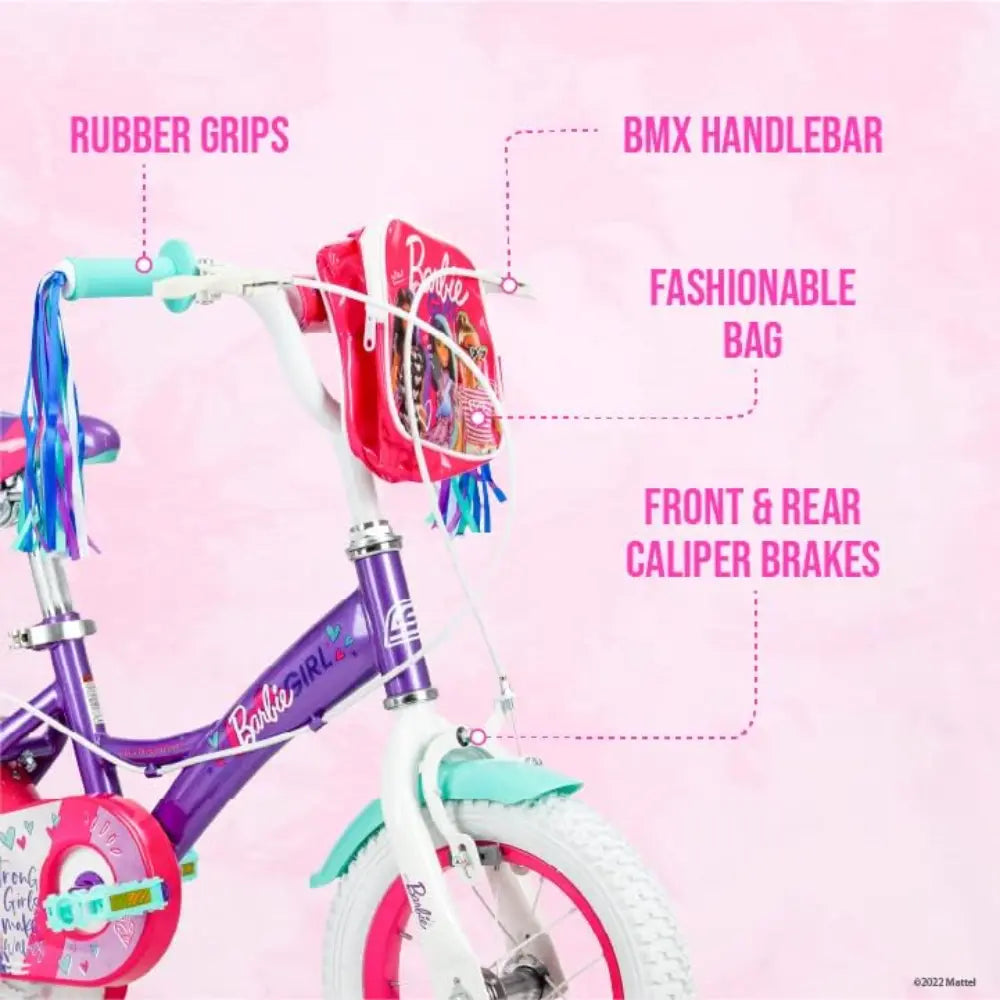 Spartan Barbie 12-Inch Kids Bicycle with Training Wheels