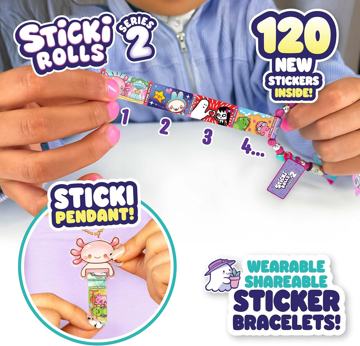 Sticki Rolls Series 2 Wearable Sticker Bracelet & Exclusive Character Pendant