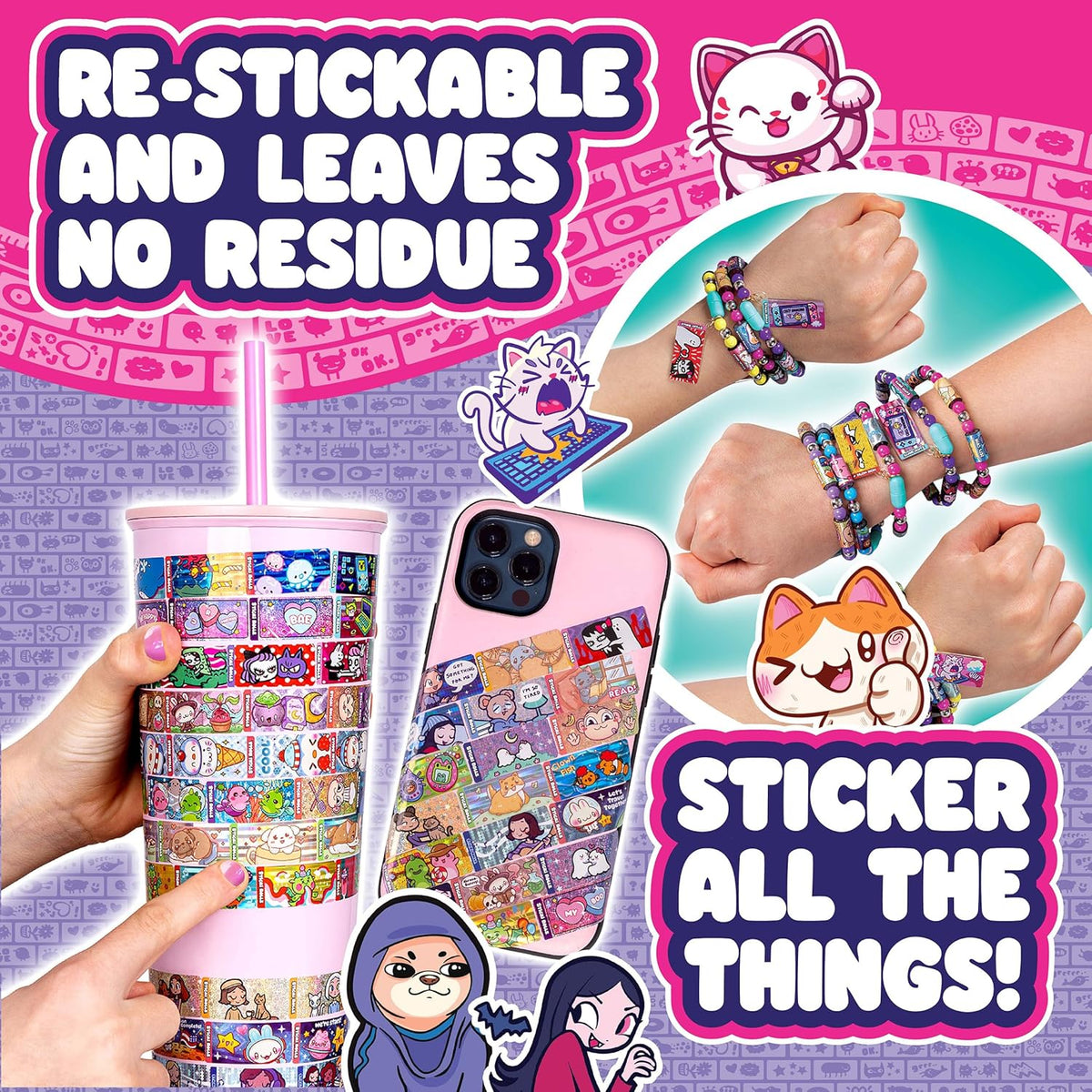 Sticki Rolls Series 2 Wearable Sticker Bracelet & Exclusive Character Pendant