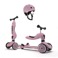 Scoot & Ride 2-in-1 Highwaykick 1 & Helmet S-M Rose Bundle