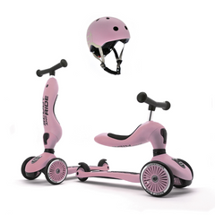 Scoot & Ride 2-in-1 Highwaykick 1 & Helmet XXS-S Rose Bundle