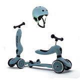 Scoot & Ride 2-in-1 Highwaykick 1 & Helmet XXS-S Steel Bundle