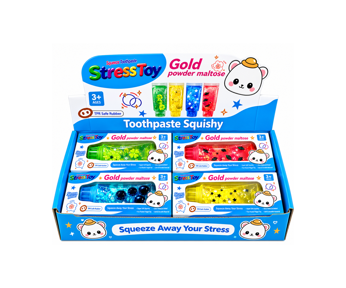 Squishy Toothpaste Stress Relief Sensory Fidget Toy - Assorted Colours, 1 Piece (Random Selection)