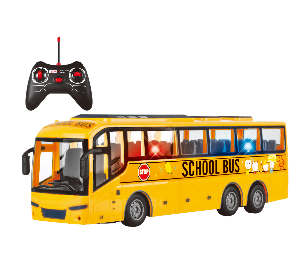 Power Joy RC School Bus with Lights Remote Control Toy Bus for Kids