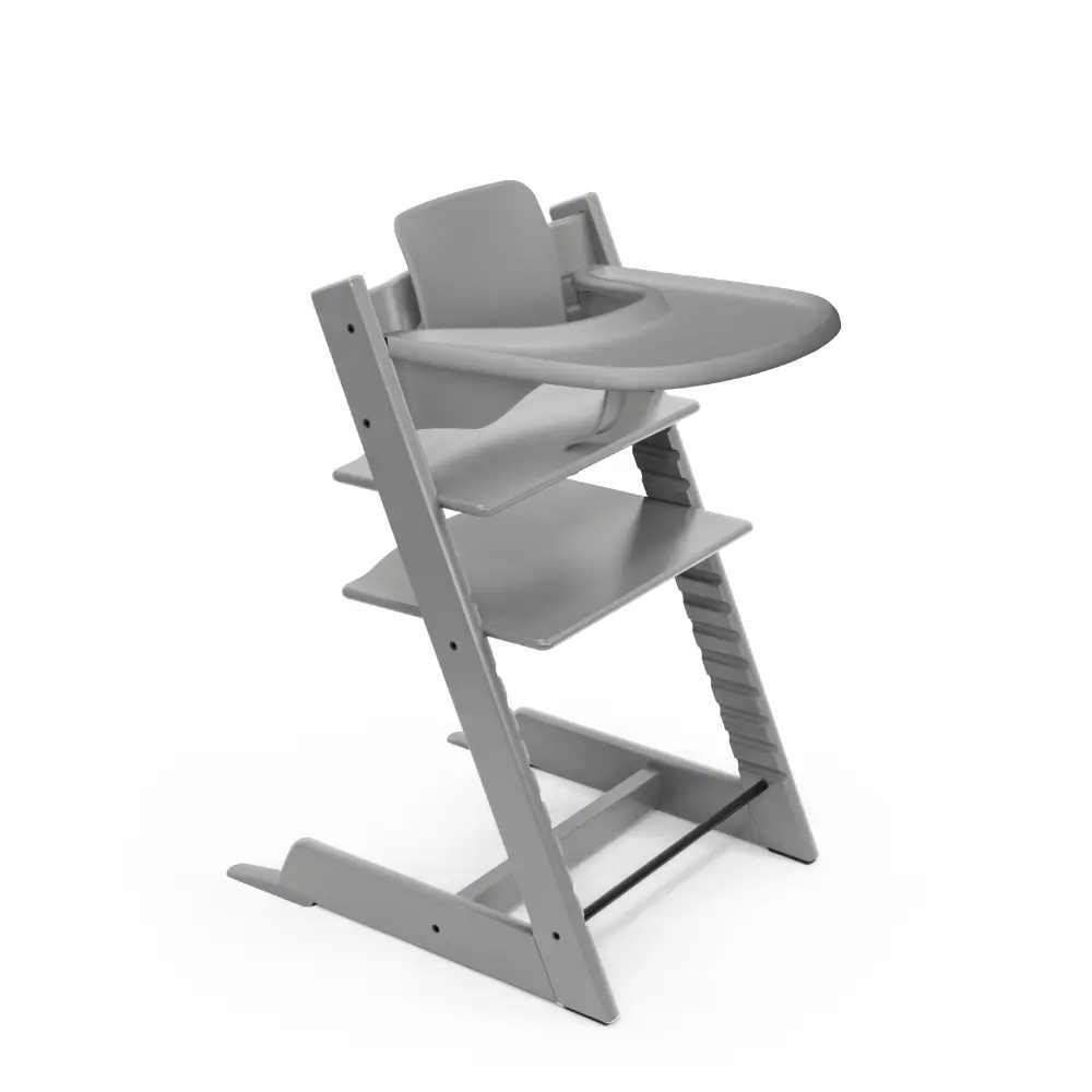 Stokke Tripp Trapp High Chair Storm Grey with Baby Set and Tray Bundle