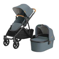 UPPAbaby Vista V3 Stroller Dillan Stone Blue Carbon Frame Sand Leather