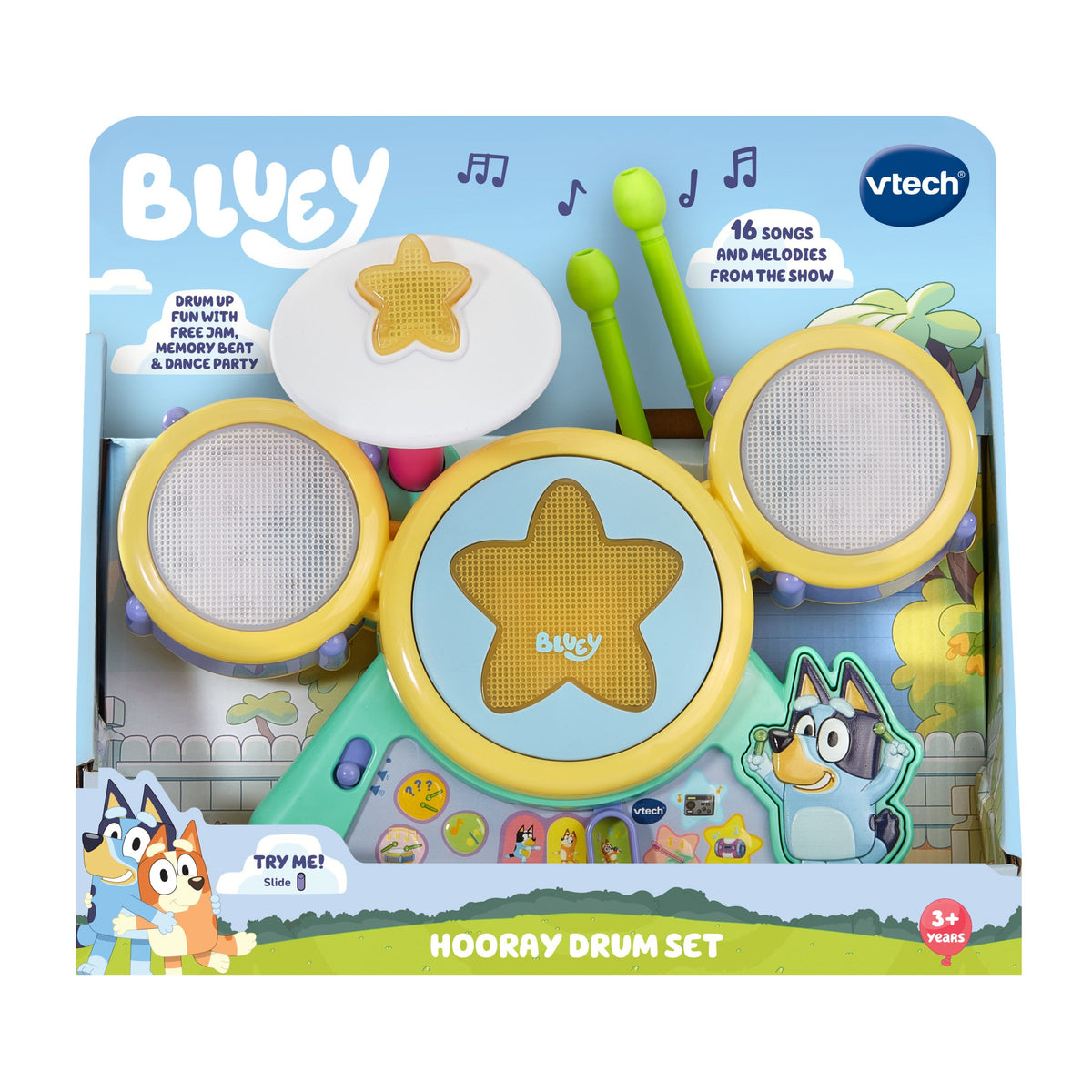 VTech Bluey Hooray Drum Set Battery-Operated Musical Drum Toy for Kids