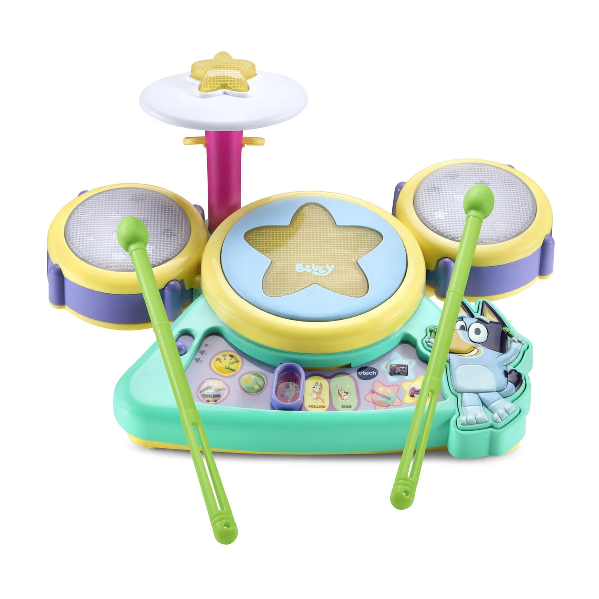 VTech Bluey Hooray Drum Set Battery-Operated Musical Drum Toy for Kids