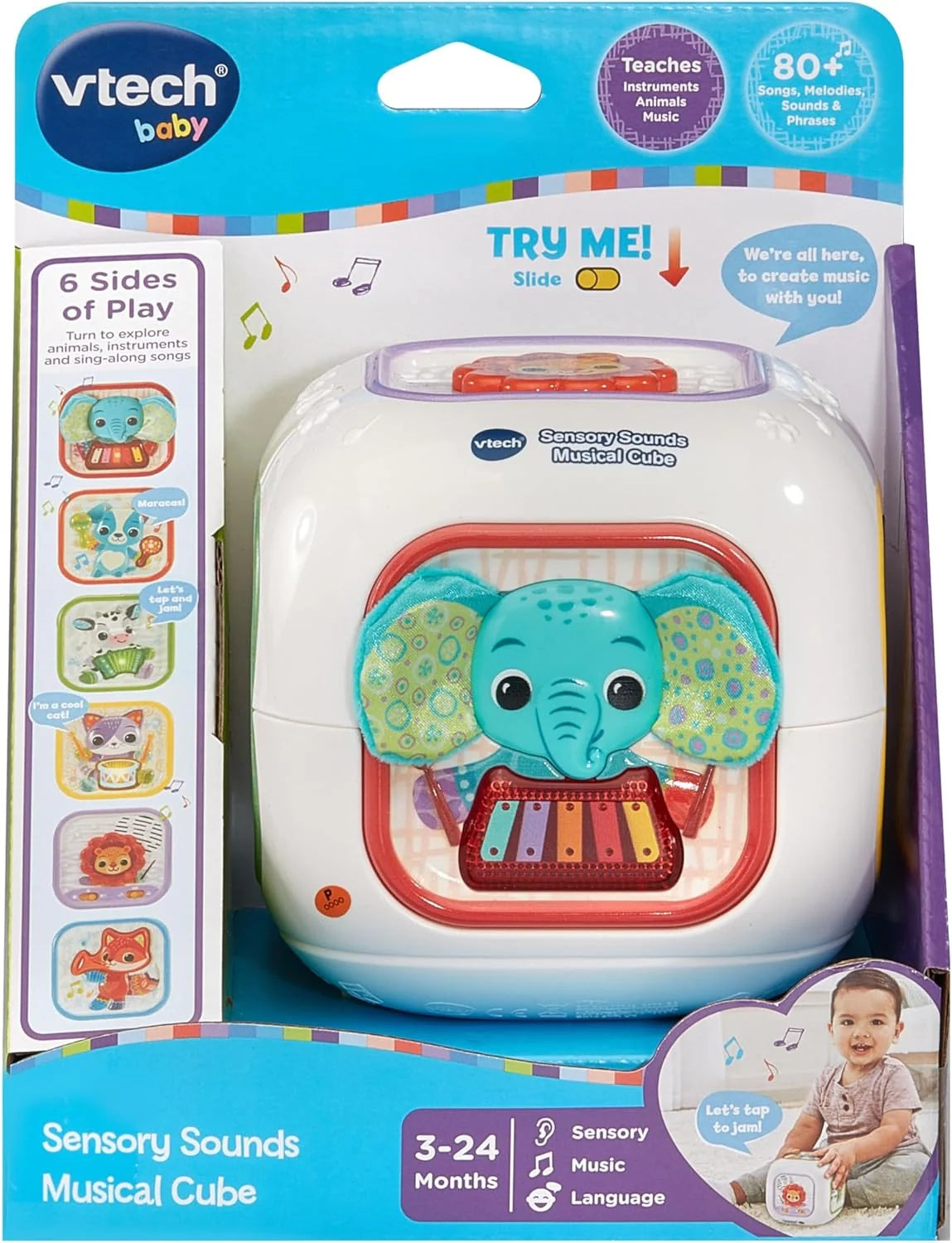Musical Cube Vtech Sensory Sounds Musical Cube Battery Operated – ELC Toys UAE