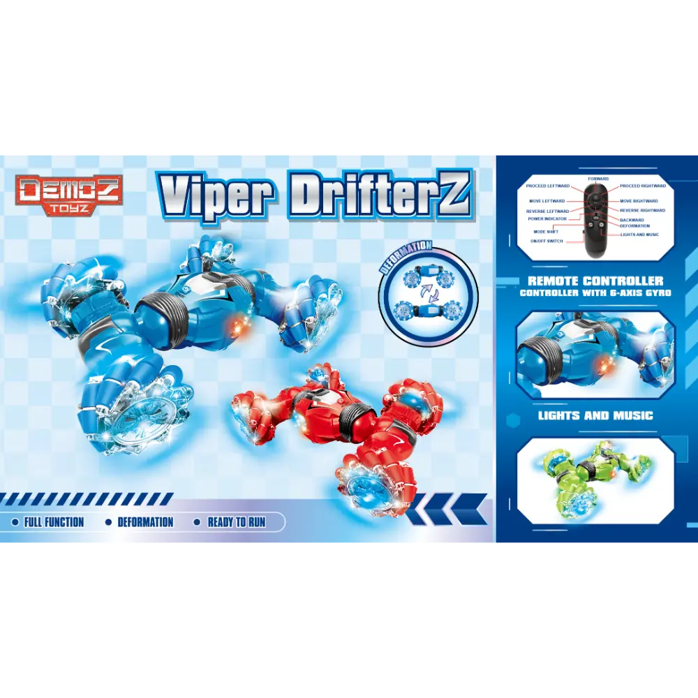 Demoz RC Viper Drifterz 1/12 2.4G 4WD with Light and Music Gyro BPC