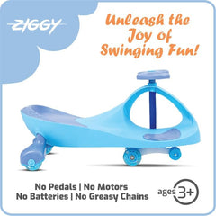 Ziggy Swing Car Blue  Kids Ride-On Car with LED Wheels