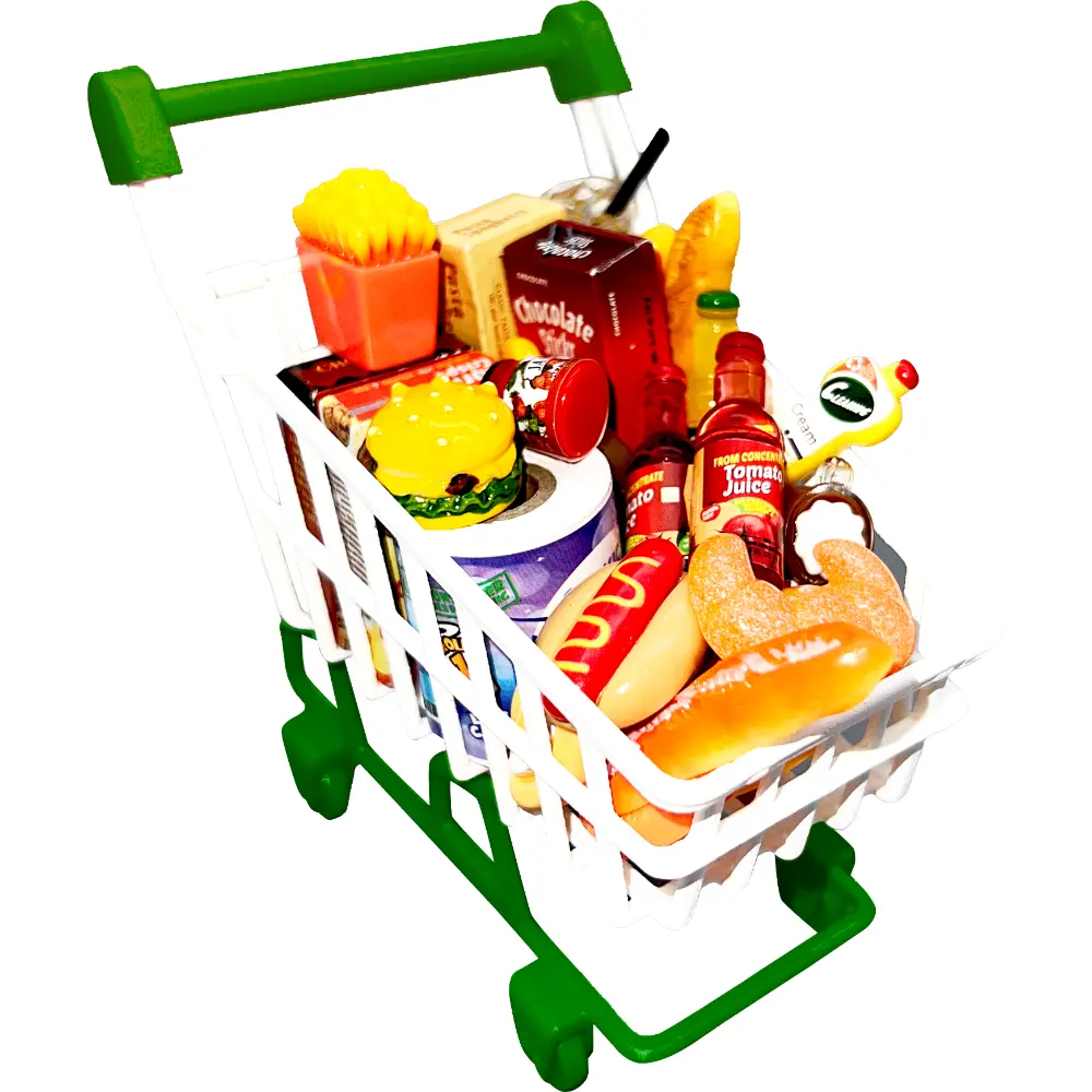 Miniworld Mini Mart Shoping Cart Playset for Kids