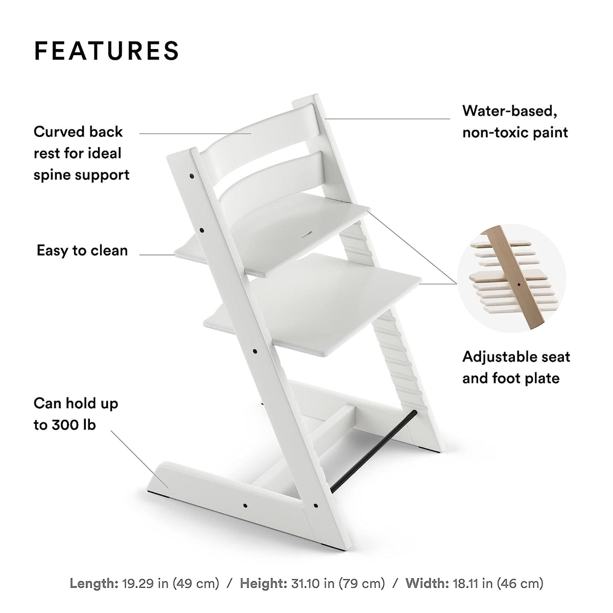 Stokke Tripp Trapp Chair White Adjustable Wooden High Chair