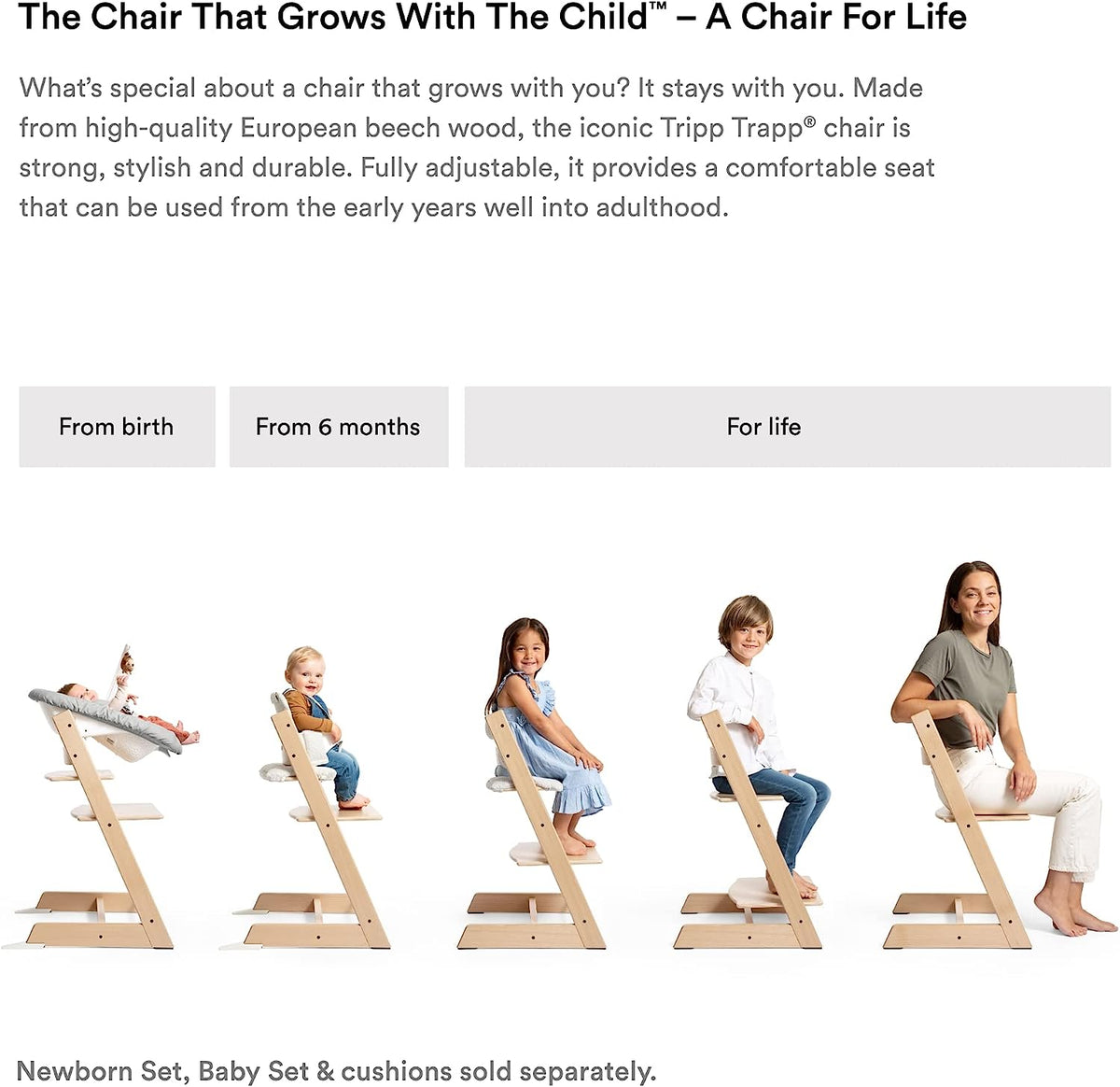 Stokke Tripp Trapp Chair Whitewash Adjustable Wooden High Chair