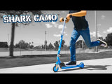 Razor A Kick Scooter Shark Camo Blue Outdoor Ride-On Toy for Kids & Teens