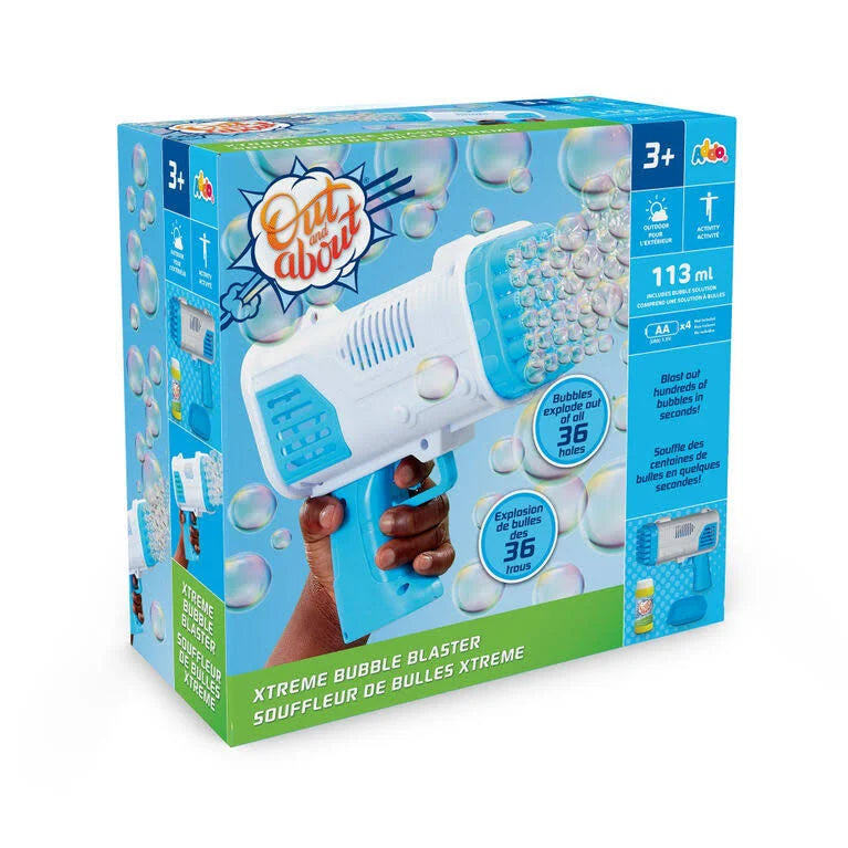 Addo Out & About Xtreme Bubble Blaster Blue with Bubble Solution for Kids V2
