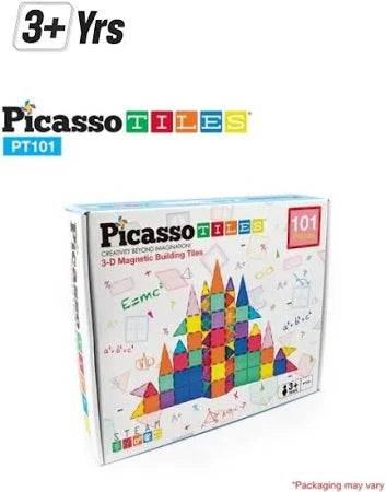 PicassoTiles 101-Piece Magnetic 3D Building Blocks Set for Kids