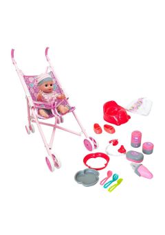 Baby Amoura Doll Drink and Pee Stroller Set 14Inch